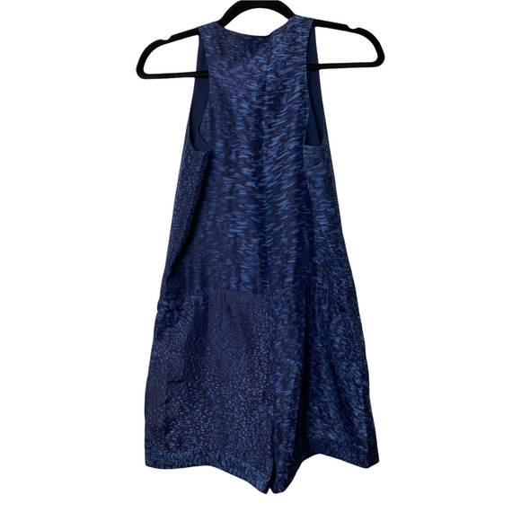 Art Dept. 100% Silk Romper Blue Printed Sleeveless Tie-Waist One-Piece Size XS - Picture 7 of 10